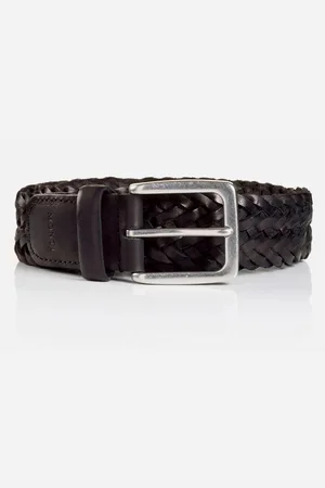 Carlo Monti Leren riem 3,5 cm breed, business-casual, glad leer gevlochten
