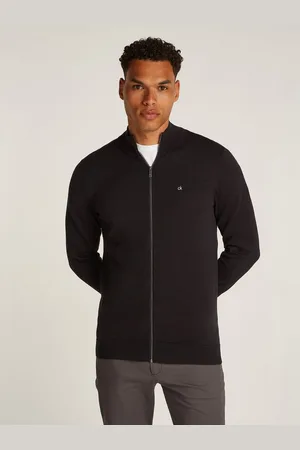 Calvin Klein Trui met staande kraag COTTON SILK BLEND ZIP JACKET