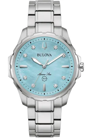 BULOVA Kwartshorloge Marine Star Polshorloge, dameshorloge, parelmoer wijzerplaat, met diamanten, saffierglas