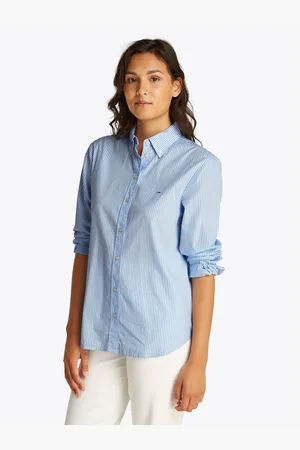 Tommy Hilfiger Overhemdblouse TJW REG PINSTRIPE POPLIN SHIRT met naaldstrepen, logoborduring