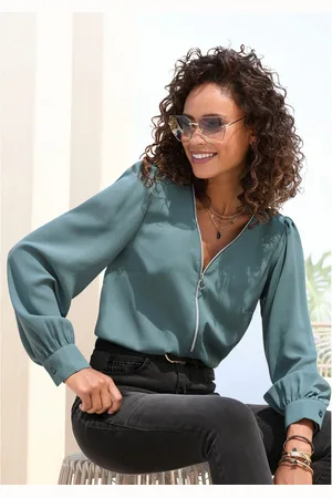 Lascana Blouse met lange mouwen met ritsdetail, elegante damesblouse