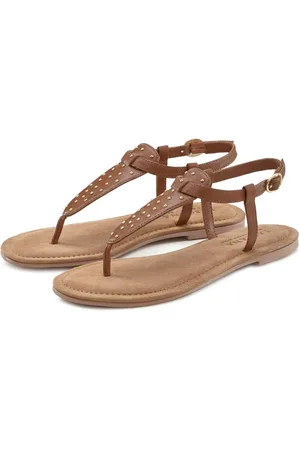 Lascana Teenslippers Sandaal, pantoletten van leer met kleine nagels