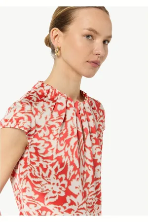 Comma, Gedessineerde blouse met hoge kraag en allover-print