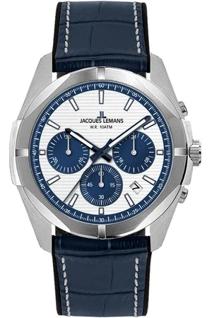 Jacques Lemans Chronograaf Monte Carlo Quartz horloge, armbanduhr, herenhorloge, datum, leren band