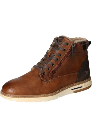 Mustang Winterlaarzen , veterschoenen, casual enkellaars met geruite inzet aan de schacht