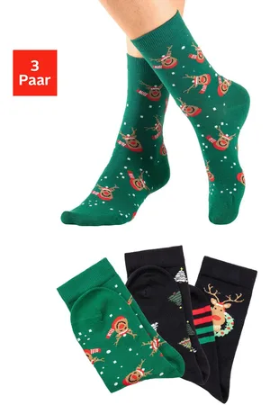 H.I.S Basic sokken Kerstsokken met kerstachtige motieven (set, 3 paar)