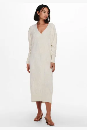 ONLY Gebreide jurk ONLNEW TESSA L/S MIDI V DRESS