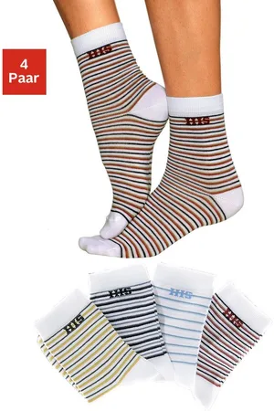 H.I.S Basic sokken met ingebreid logo (set, 4 paar)