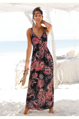Lascana Maxi-jurk met paisley print en verstelbare halslijn, zomerjurk