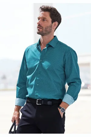 H.I.S Overhemd met lange mouwen Regular fit met haifiskraag en all-over print van zuiver katoen