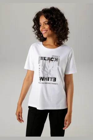 Aniston T-shirt met kleine decoratieve parels in de frontprint