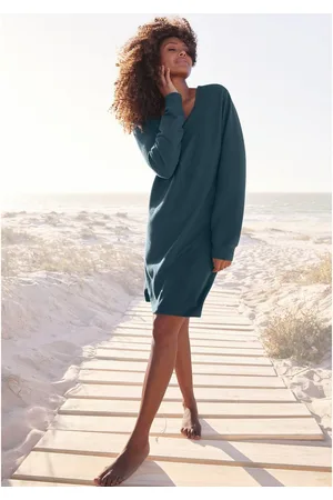 QS by s.Oliver Sweatjurk met lange mouwen in geribde stof Langarm jurk van ribkwaliteit met deelnaad, loungewear
