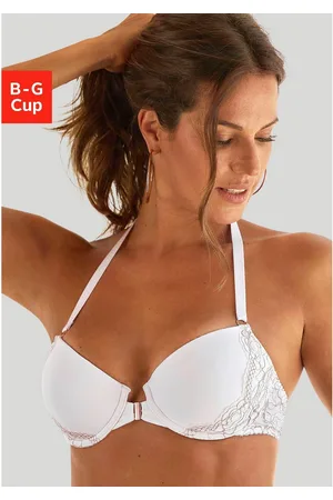 Lascana Bh met halterbandjes met voorklep en kant in een glanzend bronzen tint