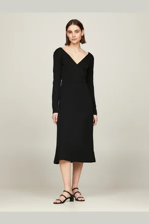 Tommy Hilfiger Wikkeljurk F&F WRAP MIDI DRESS LS