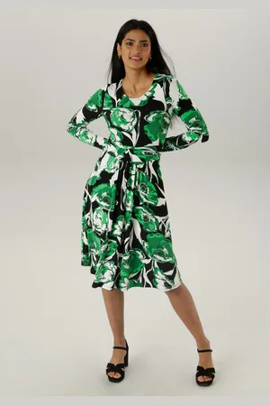 Aniston Jerseyjurk met bloemige print en gerimpelde tailleband - nieuwe collectie
