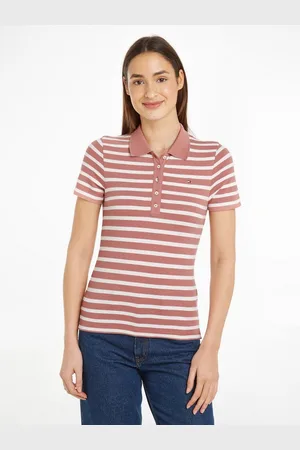 Tommy Hilfiger Poloshirt 1985 SLIM PIQUE STRIPE POLO SS met discreet geborduurd logo