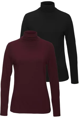 Lascana Shirt met staande kraag Van zachte viscose-stretch van zachte viscosekwaliteit (Set van 2)