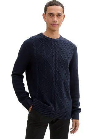 TOM TAILOR Trui met ronde hals met kabelpatroon