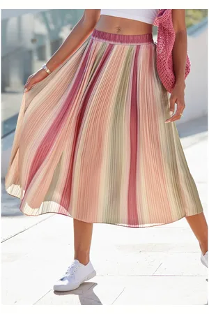 vivance collection Plissérok met kleurverloop, midi rok, zomerrok
