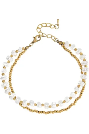 Lascana Enkelkettinkje met imitatie zoetwaterparels, enkelketting-armband, enkelketting set