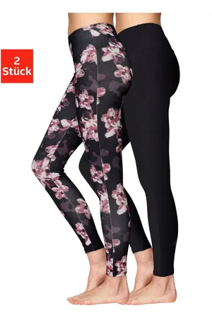 H.I.S Legging in gedessineerd en uni (Set van 2)