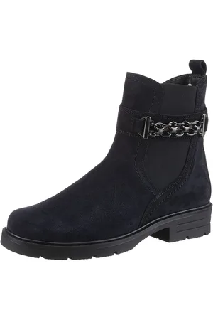 Gabor Chelsea-boots blokhak, herfstmode, enkellaars met decoratieve ketting aan de schacht