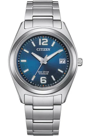 Citizen Solarhorloge FE6151-82L Polshorloge, dameshorloge, titanium armband, datum, luminescerende wijzers