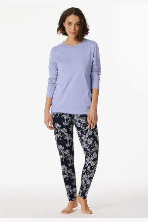 Schiesser Pyjama "Contemporary Nightwear" met effen bovenstuk en gemusterde broek (2-delig)