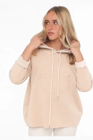 Zwillingsherz Hoodie "Positive Mind" met capuchon, 3/4 mouw en stempeldruk