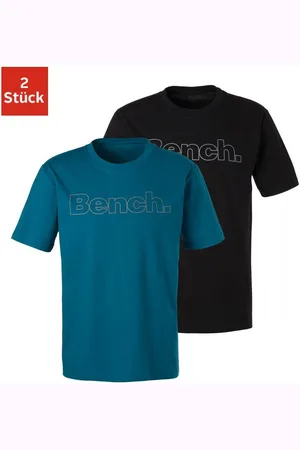 Bench T-shirt Shirt met logoprint, basic shirt met ronde hals van 100% katoen (2-delig)