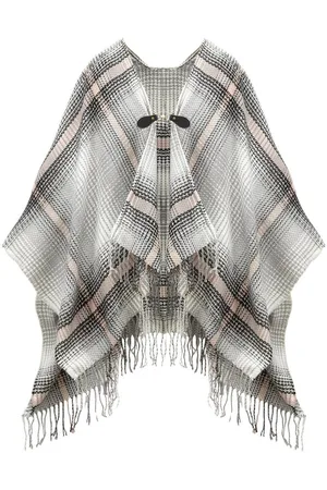 Lascana Gebreide poncho Cape modieus ruitpatroon & gesp, ruitdoek, poncho, sjaal, vegan