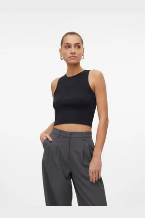 VERO MODA Gebreide trui VMGINNY SL O-NECK CROP TOP NOOS