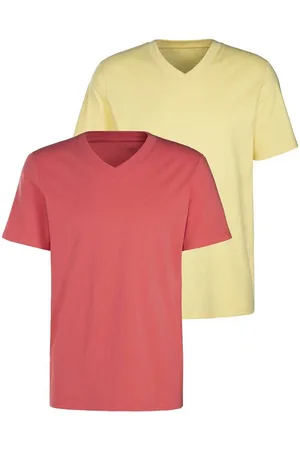 KangaROOS T-shirt Regular fit Vrijetijdsshirt met korte mouwen, V-hals van 100% katoen (Set van 2)