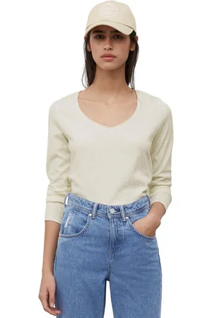 Marc O’ Polo Shirt met lange mouwen met rolrand langs de v-hals