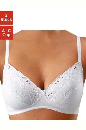 Petite Fleur Soft-bh zonder beugels, met mooi katoenen borduursel (Set van 2)