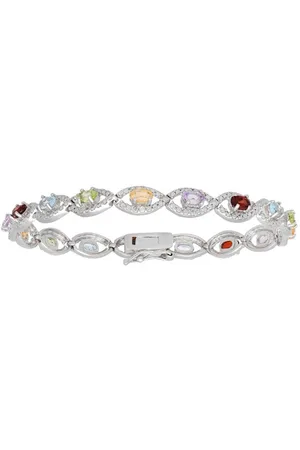 Firetti Zilveren armband Sieraad cadeau armbanden armketting kleurstenen edelstenen mix met blauwe topaas, peridoot, citrien, amethist, granaat, diamant