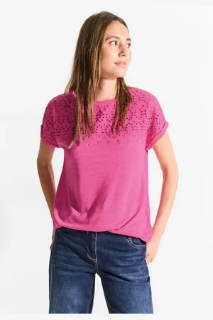 CECIL Shirt met korte mouwen met broderie anglaise