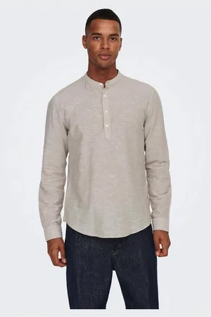 Only & Sons Overhemd met lange mouwen ONSCAIDEN LS HALFPLACKT LINEN SHIRT