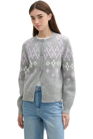 TOM TAILOR Cardigan met knoopsluiting en jacquard-patroon