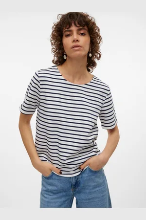 VERO MODA Shirt met ronde hals VMABBY SS ZIP TOP JRS NOOS