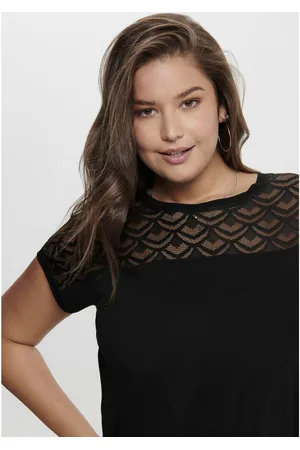 ONLY Lang shirt CARFLAKE voor in kant-look