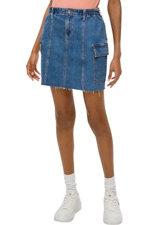QS by s.Oliver Jeans rok met licht uitgerafelde zoomrand