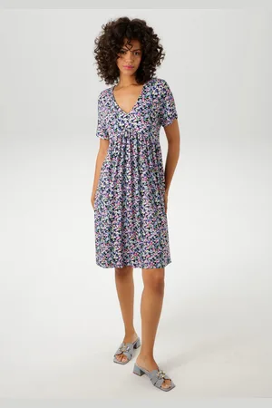 Aniston Zomerjurk met kleurrijke, grafische bloemetjes bedrukt - nieuwe collectie
