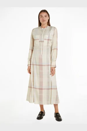 Tommy Hilfiger Blousejurk RWB CHECK FLUID MIDI DRESS (Global Serie TH VROUWEN)
