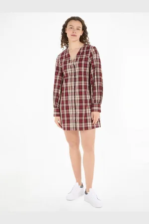 Tommy Hilfiger Blousejurk TARTAN CO V-NECK SHIRT DRESS