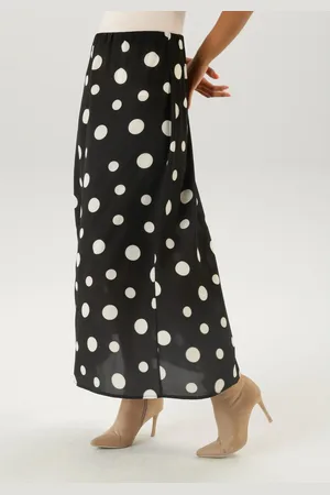 Aniston Maxirok met grote stippenprint en elastische rubberband - nieuwe collectie