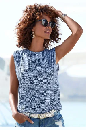Lascana Shirttop met alloverdruk, losse pasvorm, modieus, zonder mouwen