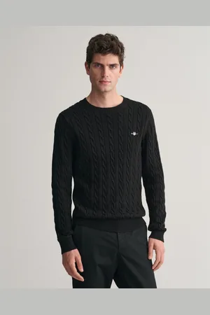 GANT Gebreide trui COTTON CABLE C-NECK met wapen-logo borduurwerk op de borst