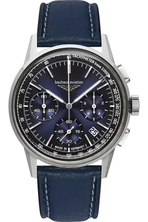 Bauhaus Chronograaf G38 Quartzhorloge, armbanduhr, herenhorloge, Made in Germany, leren band, analoog
