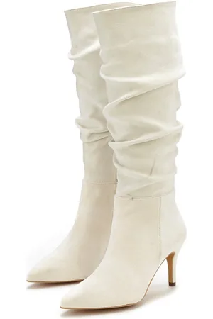 Lascana Laarzen met ritssluiting met modieuze rimpeling, lange schacht, high-heel enkellaars, slouchy boots